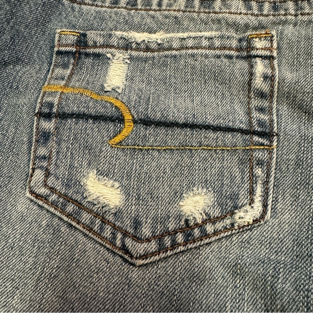 American Eagle Blue Jean Shorts Size 4 Distressed Pockets Zip Front NWT - Picture 10 of 16